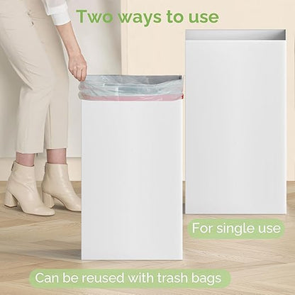 Magicheap Disposable Trash Cans for Parties 16 Pack, 13 Gallon Cardboard Trash Can for Events, Thick Collapsible Garbage Can for Camping - 13.5" L x 10.0" W x 21.7" H, White