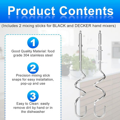 2pcs Hand Mixer Beaters Attachments Compatible with MX600B MX3200B MX1500W | Hand Mixer Beaters Attachments Compatible with MX Series Electric Hand Mixers for Cooking and Baking