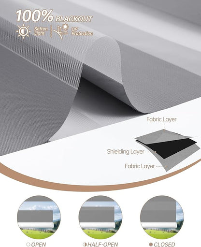 Kincmo Motorized Blinds with Remote, Motorized Zebra Shades Work with Apple Homekit,Alexa,Google Home, Customized Electric Blinds with Remote,App,Voice Control (100% Blackout Gentle Grey)