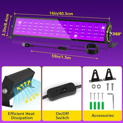 T-SUN 72W LED Black Light Bar, Blacklight Bars with Plug and Switch Light Up 22x22ft Area Strip Lights for Glow Party Body Paint Fluorescent Poster Halloween Bedroom Classroom Stage Lighting 2 Pack