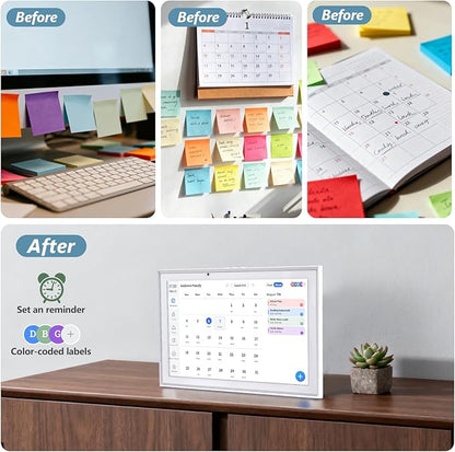 10.1 inch Smart Digital Calendar & Chore Chart, 1920 * 1080P Full HD Touchscreen Interactive Display, Desk Planner with Meal Scheduler, Achievement Rewards for Family Schedules and Cloud Photo