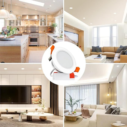 LEDLightsWorld 3.5 Inch LED Recessed Lighting Dimmable Downlight, 7W (55W Halogen Equivalent), 6500K Daylight White, CRI80, Recessed Ceiling Light with LED Driver (8 Pack)