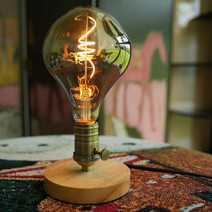 G40 LED Edison Bulb, Smoke Gray Hand-Blown Hard Glass, 4W (25W Incandescent Equivalent), 110-130V, E26, 2000K Warm Yellow Light, 200LM, Dimmable, for Indoor Decorative Lighting (Alien)