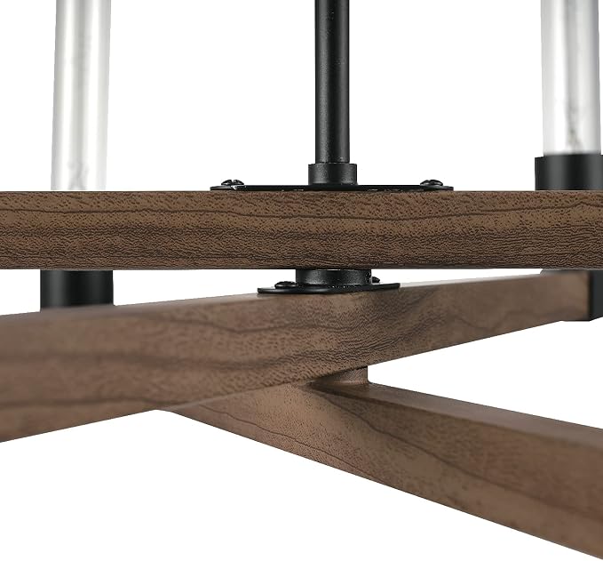 Globe Electric 60546 Walken 6-Light Chandelier, Matte Black, Faux Wood Accents, Bulb Not Included