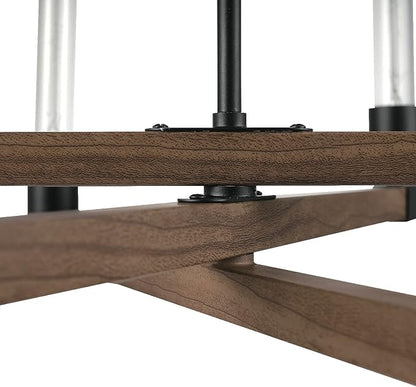 Globe Electric 60546 Walken 6-Light Chandelier, Matte Black, Faux Wood Accents, Bulb Not Included