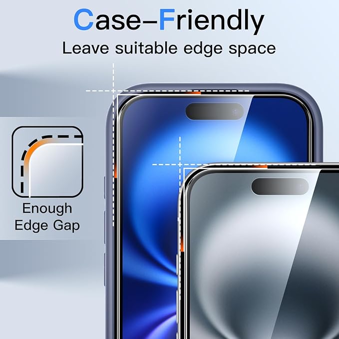 JETech 360 Degree Privacy Screen Protector for iPhone 16 6.1-Inch, 4-Way Anti-Spy Tempered Glass Film with Easy Installation Tool, 2-Pack