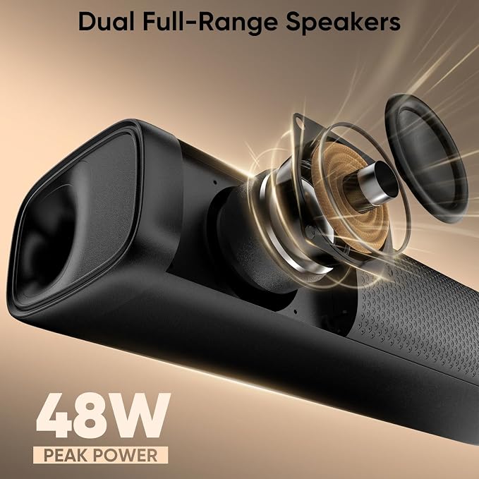 Saiyin 11.7-inch Sound Bar, Small Size & Big Power, Powered by AC Adapter