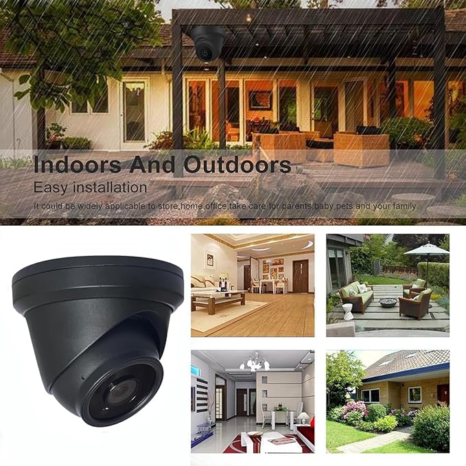 4MP Analog Coax Dome TVI CVI CCTV Surveillance Security Camera, 2.8mm 100° Wide Viewing Angle, 65ft IR Night Vision, Outdoor, Full Metal Housing, ONLY Compatible with 4MP, 5MP and 8MP DVR, Black