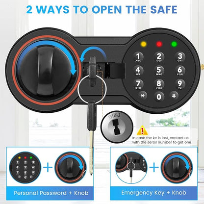 Small Safe for Home, 6.69"H Safe Box with Fireproof Waterproof Bag