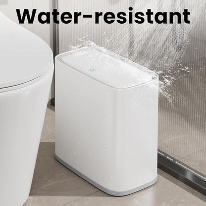 Bathroom Trash Can with Lid and Wheels, 2.6 Gallon/10L Small Garbage Can