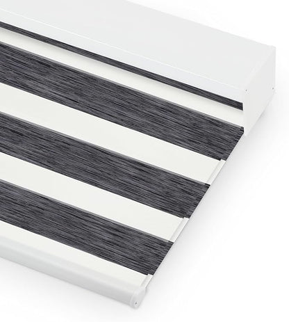 Bringnox Smart Motorized Zebra Roller Blinds - 100% Blackout, Remote Control, Works with HomeKit, Google Home & Alexa via Hub, Custom Size(100% Blackout Rock Black-42)