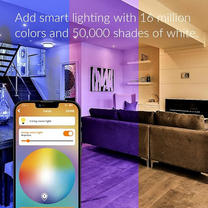 ERIA AduroSmart Colors and White Shades A19 60W Equivalent LED Smart Bulb Starter Kit, 2 x A19 Bulbs and 1 Hub, Compatible with Amazon Alexa, Google Assistant
