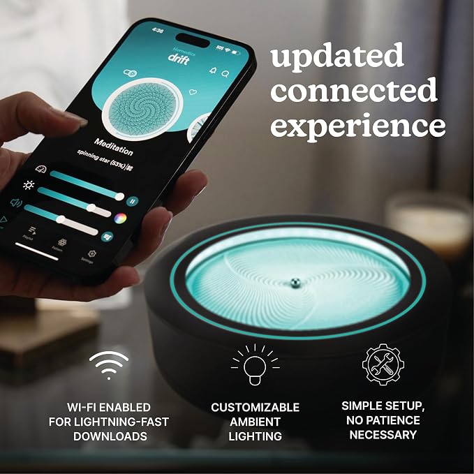 Homedics Drift 11” Sandscape – Version 2.0 with Updated Connected Experience, Smart Wi-Fi Zen Table Décor, LED Ambient Light, Modern Sand Art for Relaxation & Mindfulness, Home & Office Calm Décor