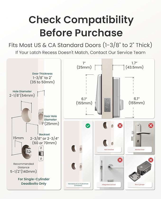 DESLOC WiFi Smart Lock D110 Plus, Built-in Wi-Fi No Hub Needed, Fingerprint Keyless Entry Front Door Lock, Touchscreen Keypad Deadbolt with Backlit, APP Control, Auto Lock, Anti-Peep PIN, BHMA Grade 3