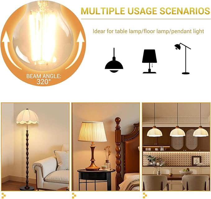 Smart Light Bulbs,Remote Control LED Light Bulb,Vintage Edison Bulbs Remote Control,800LM 6W (60W Equivalent),Dimmable 2700k-6500k,A60A19,E26 Base