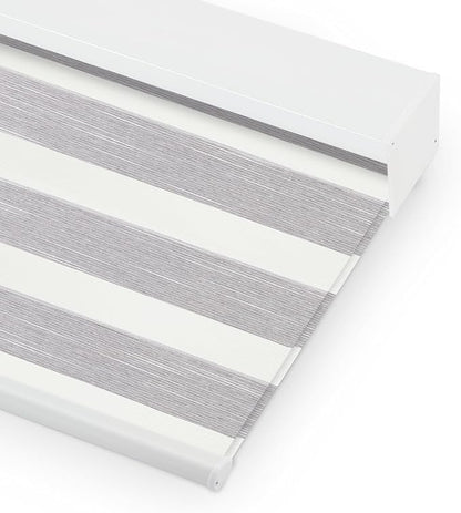 Bringnox Smart Motorized Zebra Roller Blinds - 85% Blackout, Remote Control, Works with HomeKit, Google Home & Alexa via Hub, Custom Size(85% Blackout Wave Grey-36)
