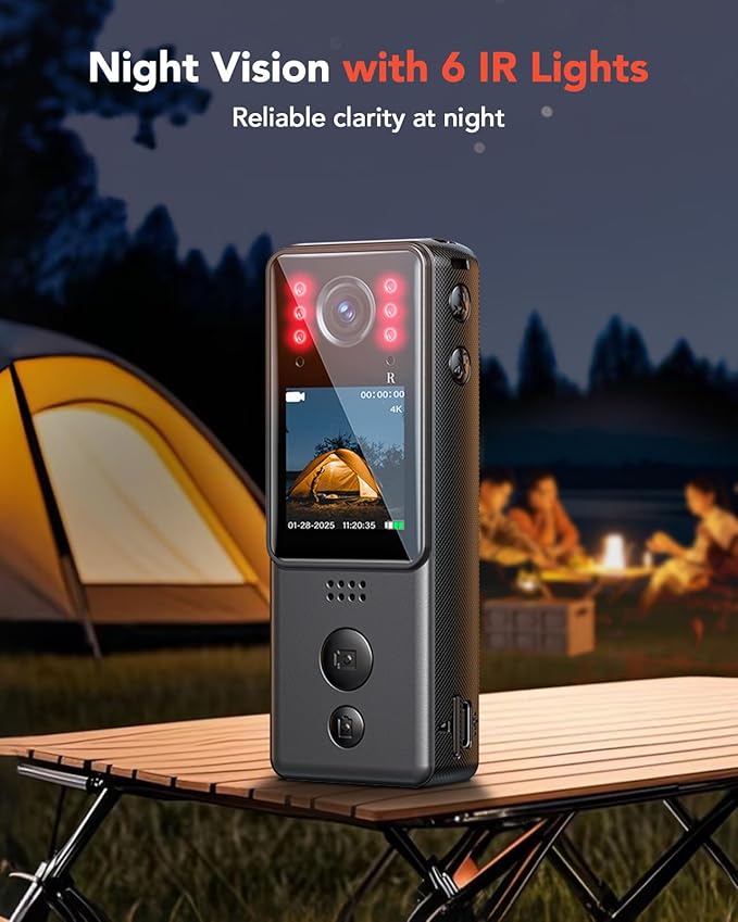 BOBLOV 4K Mini Body Camera with Video and Audio128G, 2X 1400mAh Batteries& Charging Dock, A29 Body Wearable Camera with Night Vision & Bike Mount for Security, Vlogging, Pet, Cycling, Daily Recording