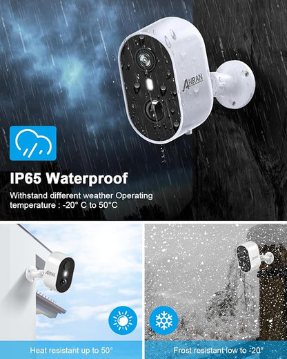 ANRAN 3MP Solar Security Cameras Wireless Outdoor for Home Security, 2K Color Night Vision WiFi Surveillance Home Camera with Solar Panel, Spotlight, PIR Detection, 2-Way Talk, Compatible with Alexa