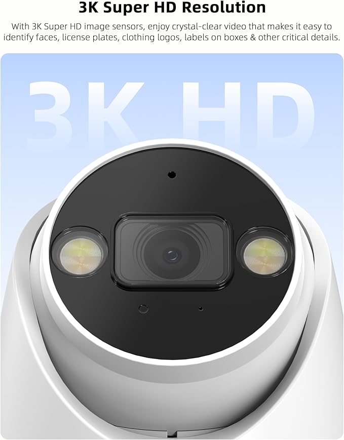 Swann AdvancedX™ Wired 5MP NVR Security System, 8 Channel, 4 Dome 3K Cameras, 1TB Storage, White, 24/7 Recording