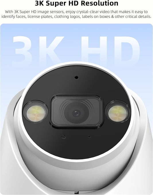 Swann AdvancedX™ Wired 5MP NVR Security System, 8 Channel, 4 Dome 3K Cameras, 1TB Storage, White, 24/7 Recording