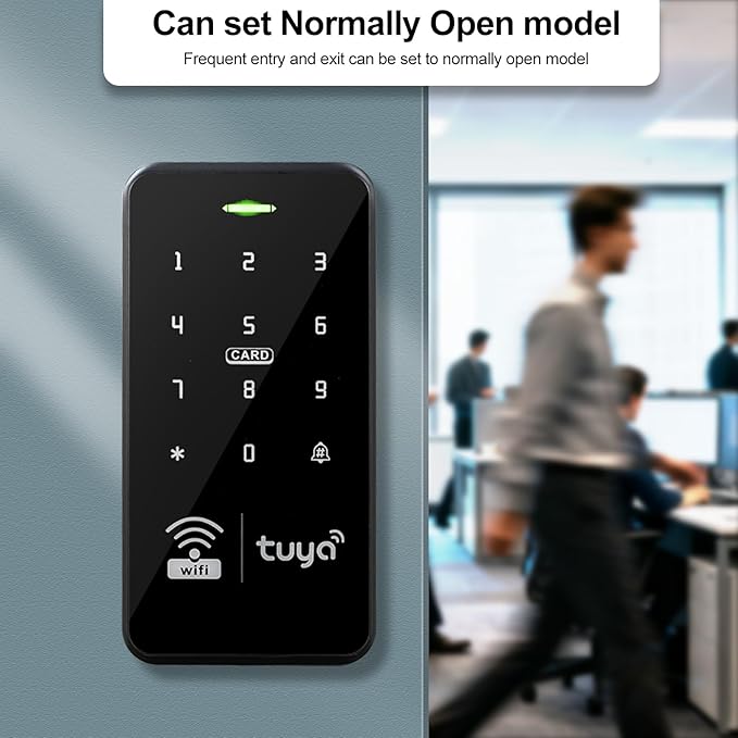 WiFi Tuya Waterproof Access Control System Kit+RFID Keyboard +Power Supply+Door Switch Button+ 10pcs Keyfobs+(Lock)