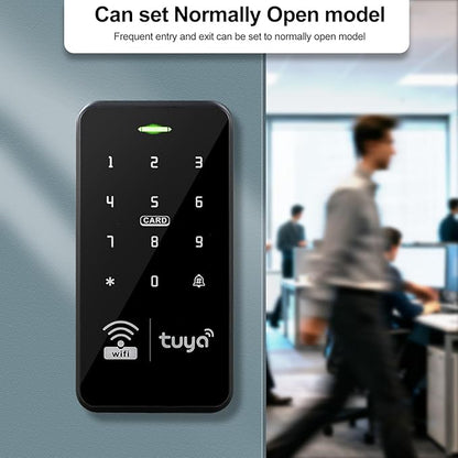 WiFi Tuya Waterproof Access Control System Kit+RFID Keyboard +Power Supply+Door Switch Button+ 10pcs Keyfobs+(Lock)