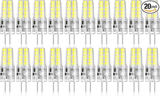 BUBO 20 Pack G4 LED Bulb 2W Equivalent 30W 6000K Daylight 250 Lumens 360°Beam Angle, T3 Halogen Bulb Replacement Landscape Bulbs, AC/DC 12V Led Lights G4 Bi-Pin Base for Outdoor Landscape Lighting