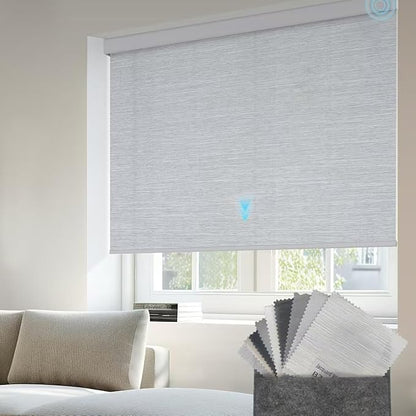 Motorized Light Filtering Shades Compatible with Alexa Google Smart Blinds Automatic Window Shade Remote Control Fabric Samples Polyester