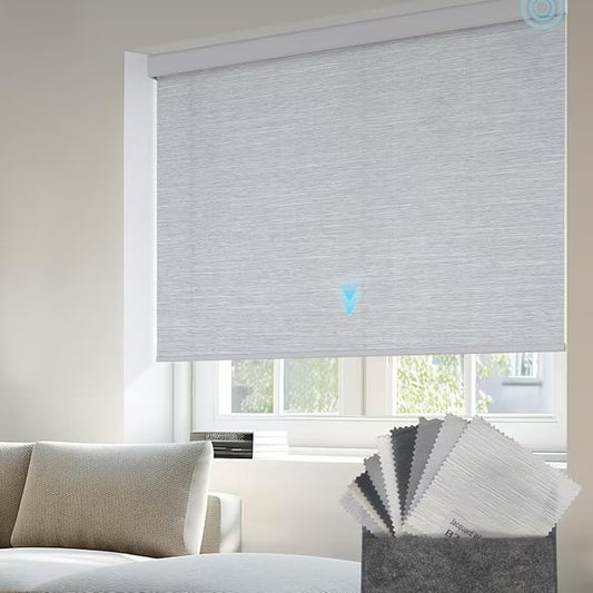 Motorized Light Filtering Shades Compatible with Alexa Google Smart Blinds Automatic Window Shade Remote Control Fabric Samples Polyester