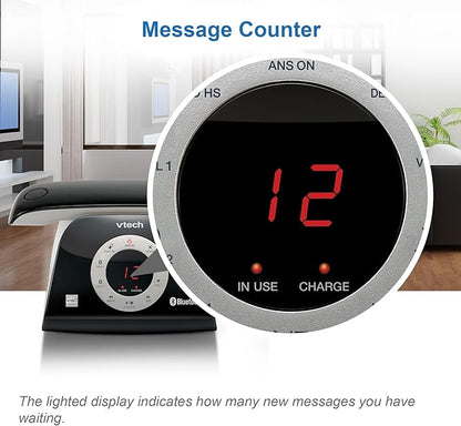 VTech VS122 DECT 6.0 Retro Design Cordless Phone with Answering System, Smart Call Blocker and Bluetooth Connect to Cell Full-Duplex Speakerphone Landline Phone for Home Office