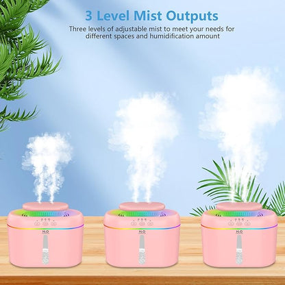 2L humidifiers for bedroom Room Home Ultra-Quiet 28 dB Quiet Supersized Cool Mist Air Humidifier for Baby Nursery，Dual Nozzie，Easy to Clean & Fill, 7 Color NightLight (Light Pink)