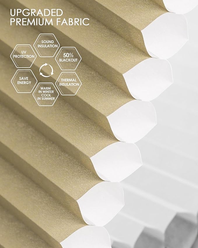 Yoolax Motorized Cellular Shades Compatible with Alexa, Light Filtering Motorized Blinds with Remote Smart Honeycomb Shades for Indoor Windows, Automatic Blinds Custom Size (Light Coffee)