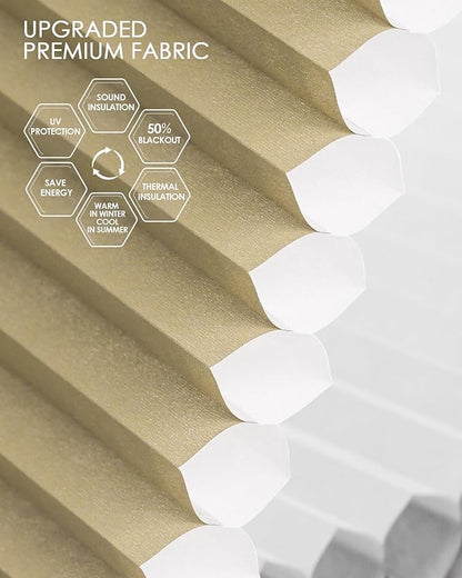 Yoolax Motorized Cellular Shades Compatible with Alexa, Light Filtering Motorized Blinds with Remote Smart Honeycomb Shades for Indoor Windows, Automatic Blinds Custom Size (Light Coffee)