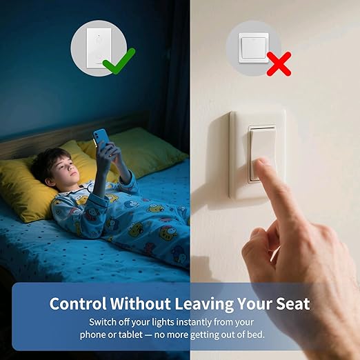 Smart Touch Wall Light Switch with Matter, Tempered-Glass Panel, Neutral Wire Required, Single-Pole, 2.4GHz Wi-Fi, App/Voice Control with Alexa/Google/Apple Home, Timers & Schedules 2 Gang – 3 Pack