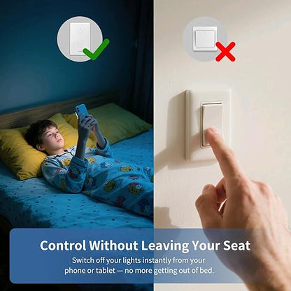 Smart Touch Wall Light Switch with Matter, Tempered-Glass Panel, Neutral Wire Required, Single-Pole, 2.4GHz Wi-Fi, App/Voice Control with Alexa/Google/Apple Home, Timers & Schedules 2 Gang – 3 Pack