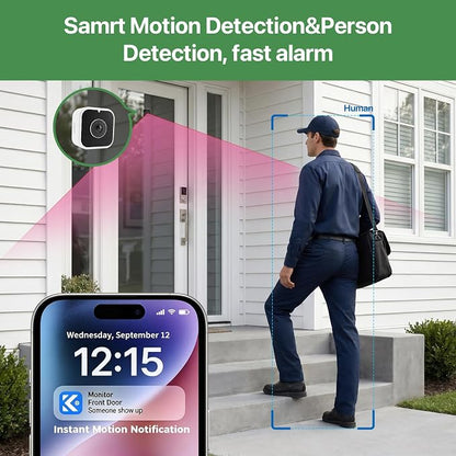 Window Camera with Smart Screen, 3K 5MP Indoor Window Security Camera, AI Color Night Vision for Home Security, 2.4G&5GHz WiFi, Motion Detection, Work w/Alexa&Google Assistant, Dome Cameras