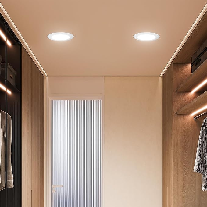 FREELICHT 24 Pack 5/6 Inch LED Can Lights with Night Light, 2700K/3000K/4000K/5000K/6000K Selectable Flat Retrofit Recessed Lighting, 10W=110W, 1000LM, Dimmable - ETL & FCC