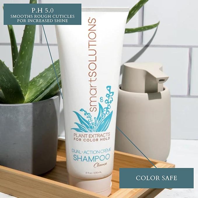 SMART SOLUTIONS Dual-Action Creme Shampoo | Sulfate, Paraben & Sodium Chloride Free | Color Safe & Chemically Treated Hair Safe (32 fl oz)