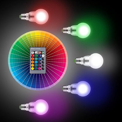 Superdream E27 3W RGB LED Light Bulb 16 Colors Changing Dimmable Multi Color LED Light with IR Remote Control for Home Decoration Bar Party KTV Mood Lighting (1 Pack)