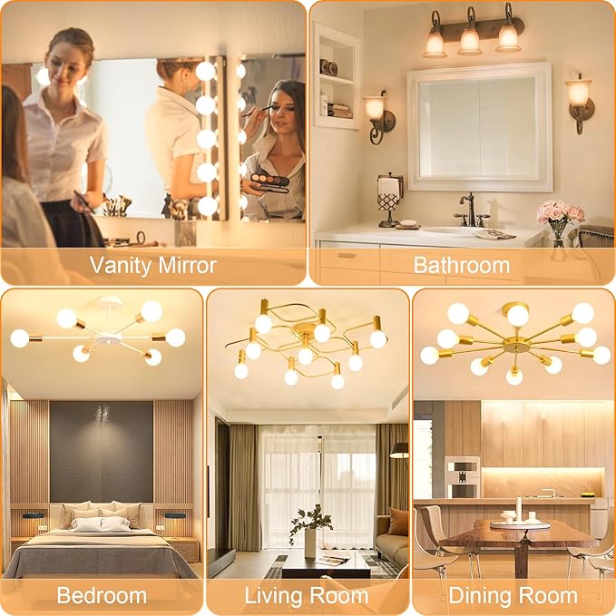 G25 LED Globe Light Bulbs, Bathroom Vanity Light Bulbs E26 Base Warm White 2700K for Bedroom Makeup Mirror Lights, 60W Equivalent(5W), 500LM Non-dimmable,4Pack