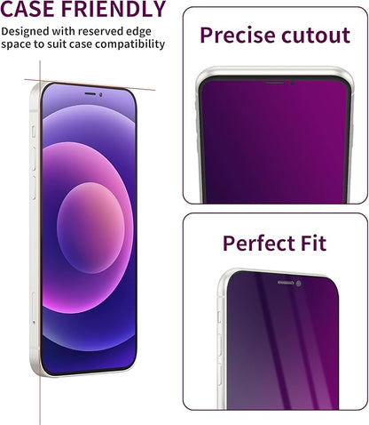 2 Pack Privacy Screen Protector for iPhone 12/12 Pro Tempered Glass 6.1'' Private Saver Anti-Spy Anti-Blue Light Eye Protection Anti-Scratch Full Coverage No Bubble