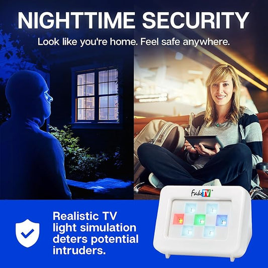 FTV-7 White – Advanced Home Security Television Simulator – Theft Deterrent – Energy-Saving LED – Dummy Home Security TV Program Simulation