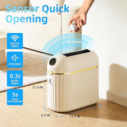 Self-Sealing & Self-Changing Trash Can, 2.7 Gallon Automatic Touchless Smart Bathroom Trash Can with Lid, Slim Waterproof Waste Bin for Bathroom, Bedroom and Offic