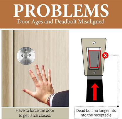 Deadbolt Restorer Strike Plates, 2-1/4"H x 1" W, 2 Pack | Enlarged Hole to Fix Latch Misalignment/Sticking/Jamming, Ideal for Common/Electronic/Smart locks, Stainless Steel