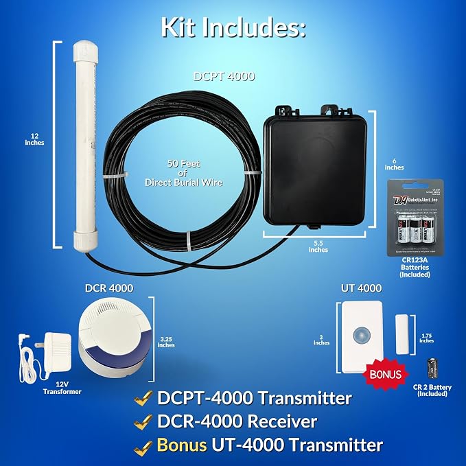 Dakota Alert DCPA-4000 Wireless Driveway Alarm Probe Kit with Bonus UT-4000