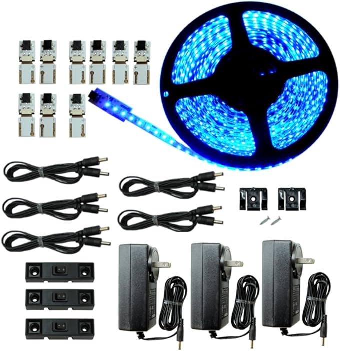 LED Lighting | Cut and Connect Series Kit: Ultra Bright | Blue | 39.5ft/ 12M Kit Under Cabinet Lighting | Accent Lighting | Dimmable | Customizable Length with Adhesive LED Strip (474 inches)