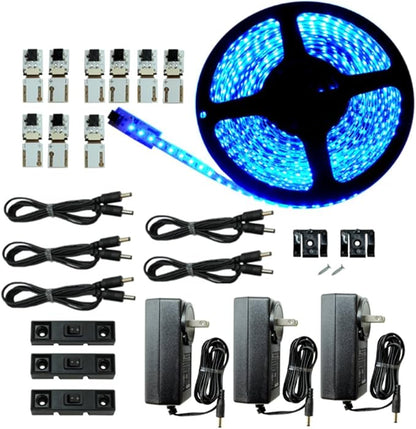 LED Lighting | Cut and Connect Series Kit: Ultra Bright | Blue | 39.5ft/ 12M Kit Under Cabinet Lighting | Accent Lighting | Dimmable | Customizable Length with Adhesive LED Strip (474 inches)