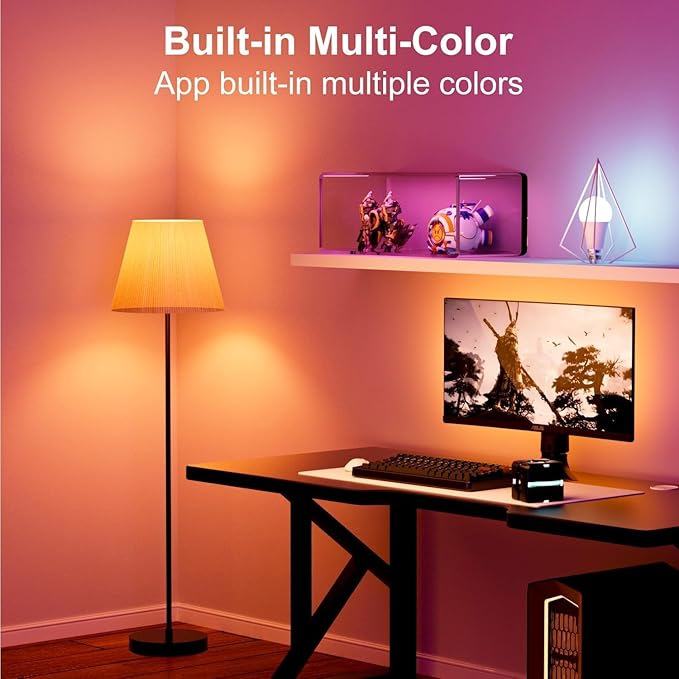 luckystyle Smart Light Bulbs, 9W A19 E26 800LM WiFi Bluetooth LED Bulbs Compatible with Alexa, Google Assistant & Home, 16 Million Colors Music Sync Color Changing Dimmable RGBWW Lights Bulb (2)