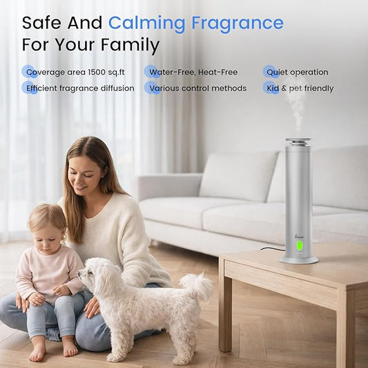 Hotel Collection Diffuser Machine,1500 Sq Ft,USB Plug-in & Rechargeable,Remote,Whisper-Quiet,Aluminum,Waterless Essential Oil Diffuser- Matte Silver