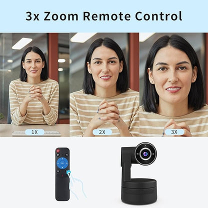 Tiny 4K PTZ Webcam HDR ½.8" Sensor Auto-Frame Gesture Control Built-in Pickup Support USB Audio and Video Output for Online Meetings, Online Chats, Online Classes, Live Streaming, etc.